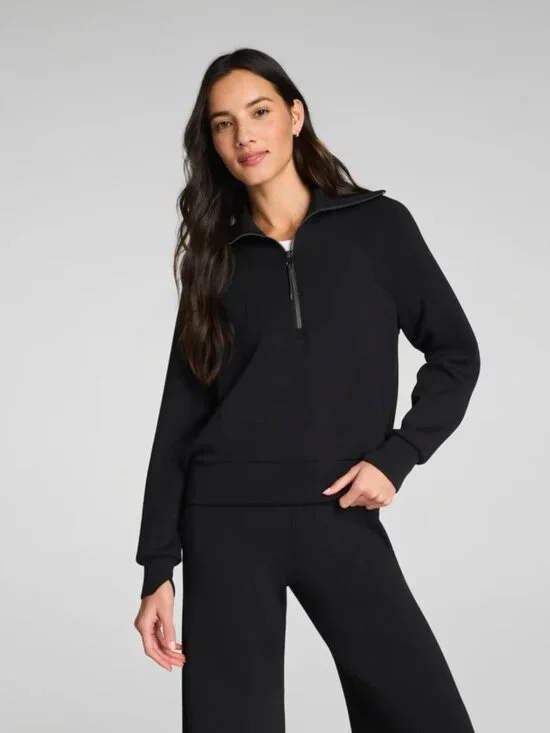 SPANX AirEssentials Half Zip Oversized Fit Top in Very Black Size 3X - Picture 1 of 8